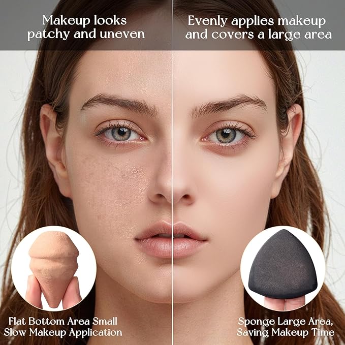 Makeup Sponge Set For Foundation Concealer, Triangle Powder Puff Soft Sponges Blender, Latex Free Blender Sponge For Liquid, Cream, and Powder Seamless & Flawless Makeup (Black)