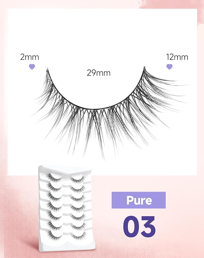 Natural Lashes Natural Eyelashes Natural Look Wispy Lashes Mink Lashes False Eyelashes Fake Eyelashes C Curl Lashes Strip Lashes Pure-03