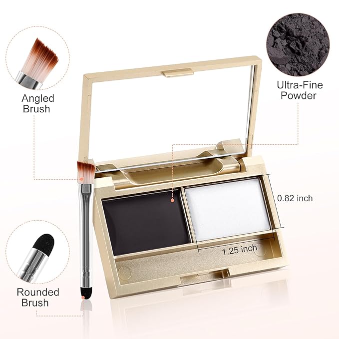 Boobeen Eyebrow Powder Kit, 2-color Waterproof Eyebrow Palette Makeup to Definer & Filler Brows, Eyebrow Color Powder Shape Natural Looking Brow - with Mirror Brush