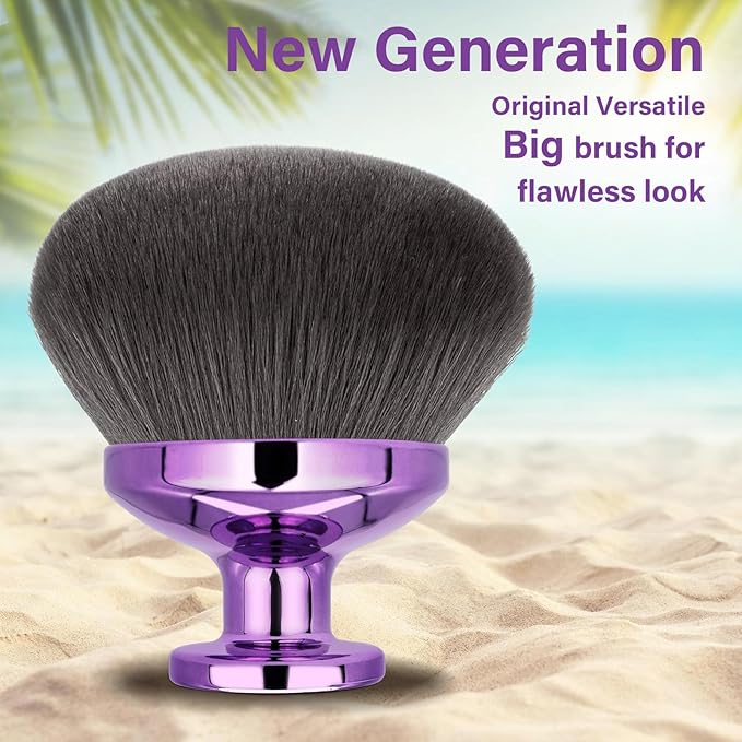 Extra Large Body Makeup Brush For Self Tanner, Leg Makeup &Bronzer Blend,90 mm Wide-headed Kabuki Brush Provides More Even &Pretty Application, Sunscreen Face& Back Makeup Brush, Wet&Dry Use- Purple