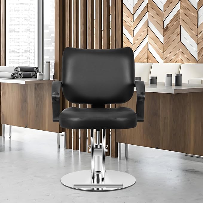 Salon Barber Chair Hair Salon Chair with Heavy Duty Hydraulic Pump, 360 Degrees Rolling Swivel Hair Stylist Chair, Beauty Chairs Equipment, Max Load Weight 330 Lbs Black