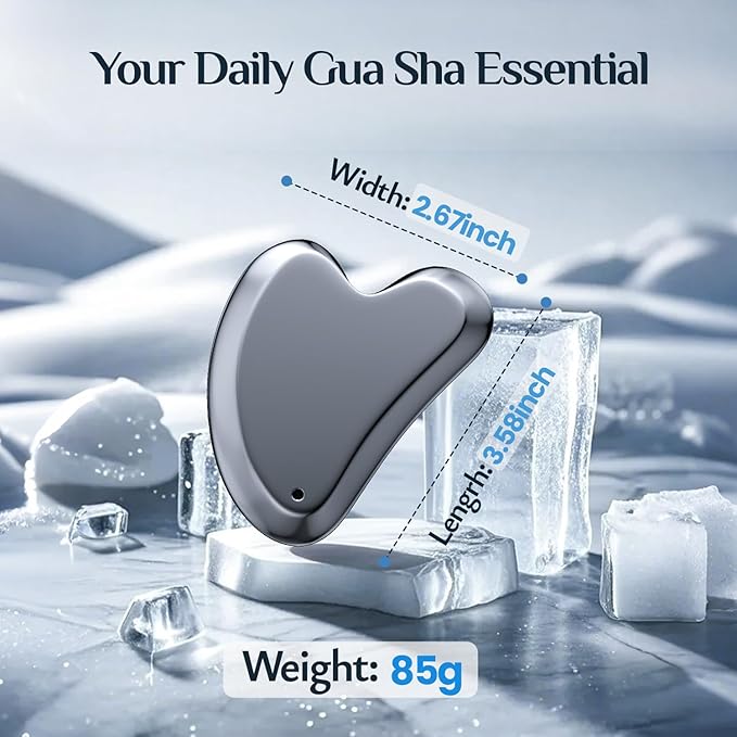 Rena Chris Terahertz Gua Sha Facial Tools, Large Guasha Tool for Puffiness Reducing, Jawline Sculpting – Stone Gua Sha for Double Chin, Smile Lines, Facial Puffiness & Pain Relief, Skin Care Massager