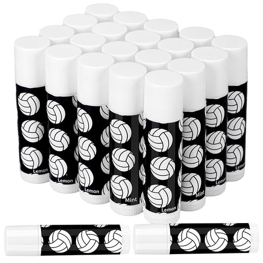 24 Pcs Volleyball Lip Balm Volleyball (Black)