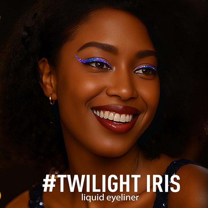 Chameleon Liquid Eyeliner, Blue Purple Metallic Color Shifting Shimmery Eye Liner, Duo-color Waterproof Long Lasting Glitter Eye Makeup Pen Eyeliners (Twilight Iris)