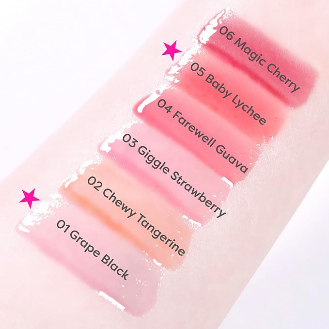 COLORGRAM FRUITY GLASS GLOSS 01 GRAPE BLACK | Non-Sticky Glossy Lip Tint with Glass-Like Shine | Long-Lasting Hydrating Lip Gloss for Smooth & Plump Lips