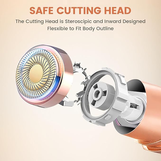 Facial Hair Remover for Women- as Seen on TV Painless Face Shaver -Mini Hair Remover, Electric Razor Shaver Portable Bikini Epilator for Lips, Chin, Armpit, Peach Fuzz, Fingers, Neck, Cheek(Champagne