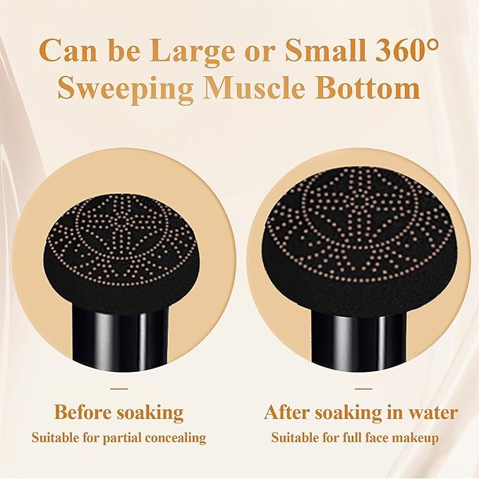 Mushroom Head Air Cushion CC Cream - Oil Control & Moisturizing Concealer Makeup Base, Brighten Long - Lasting Even Color Correcting Concealer Full Coverage for All Skin Types (Natural)