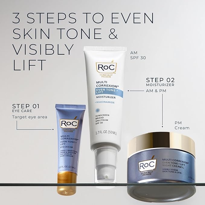 RoC Multi Correxion 5 in 1 Anti-Aging Eye Cream for Puffiness, Under Eye Bags & Dark Circles, Skin Care Treatment with Shea Butter, (.5 oz) with Night Cream Packette (Packaging May Vary)