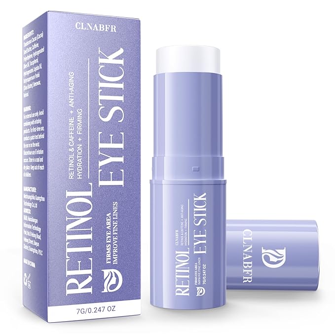 Retinol & Caffeine Eye Balm Stick for Dark Circles, Puffiness, Fine Lines and Eye Bags, Anti Aging Under Eye Cream Smooths Wrinkles Moisture Stick (0.24oz/7g)