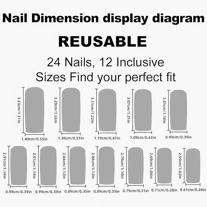 Square Press on Nails French Tip Fake Nails Square False Nails White Artificial Nails with Butterfly Designs Stick on Nails for Women 24pcs