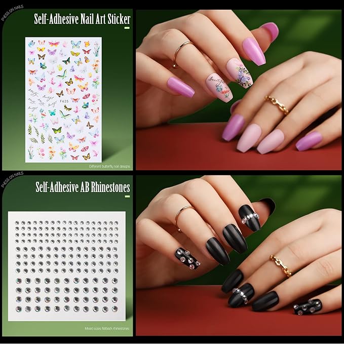 Teenitor 24 Pack 576 PCS Press On Nails Medium Length Coffin Glue On Nails, Coffin Shape Press On Nails Set, 12 Colors Coffin Matte Press On Nails, 12 Colors Glossy Press On Coffin Nail