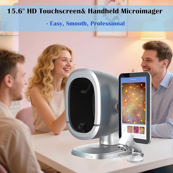 Skin Analysis Machine Professional Facial: 15.6'' HD Touchscreen, w/8-Spectrum Imaging, Before&After Comparison, AI Product Recommendation – Ideal for for Salons, Spas&Skincare Studios