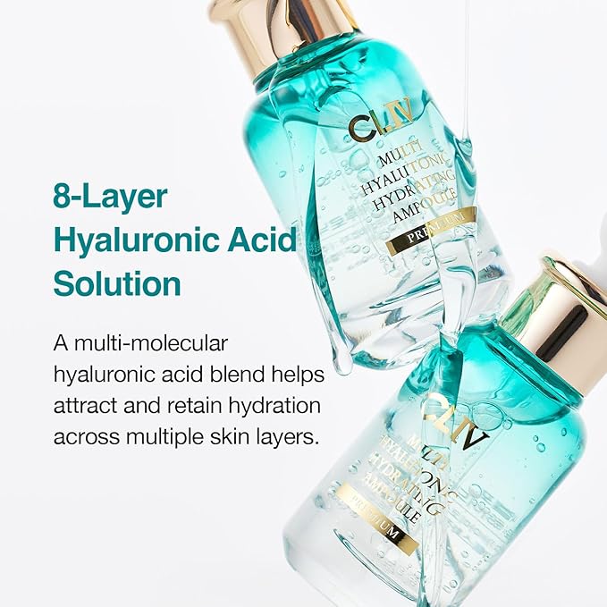 CLIV Multi Hyaluronic Hydrating Ampoule 30ml / 1.01 fl oz – Korean Skincare Nourishing Serum with 85% Hyaluronic Acid, 8-Layer Hydration Technology, Ceramides & Panthenol for Deep Moisture Care