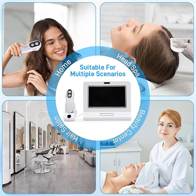 Skin Diagnosis Hair Analyzer,11-inch Skin Scalp Detector MultiFunctional HairFollicle Analyser Machine,with 50x/200x DualHeads,Skin and Scalp Health Detection for Home and Salon Use (US)
