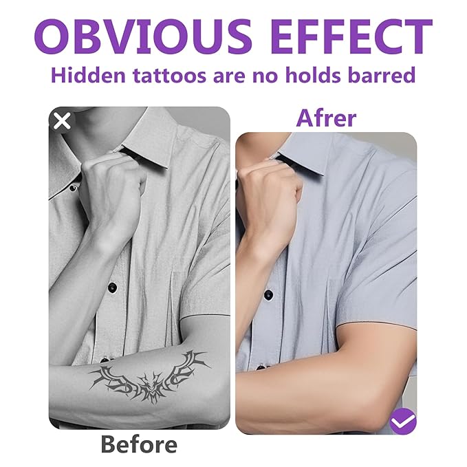 Tattoo Cover Up Makeup Waterproof, Sweatproof Tattoo Cover Up Concealer, Long-Lasting for Tattoos, Vitiligo, Spots, Scars, Invisible Skin Concealer, 2 Colors