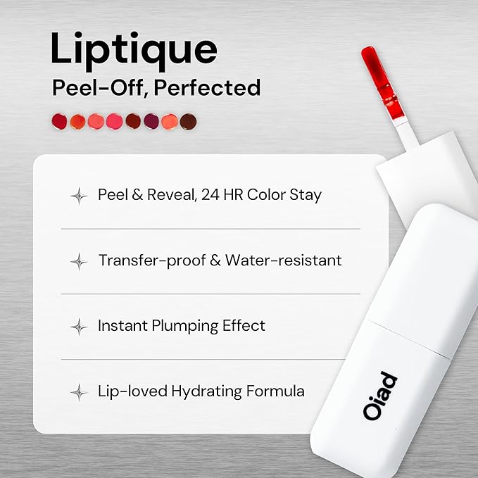 Liptique Korean Lip Stain Peel Off - 24 Hour Long Lasting Lip Tattoo, Waterproof & Transfer Proof, Nourishing & Hydrating Lip Tint for Women, Instant Plumping Lip Tints Peel Off (007 CORRAL'N)