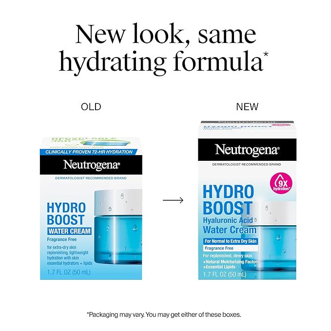 Neutrogena Hydro Boost Skincare Set, Hydro Boost Fragrance Free Water Cream Face Moisturizer, 1.7 fl oz, & Trial Size Hydro Boost Fragrance Free Hydrating Gel Facial Cleanser, 0.5 fl oz