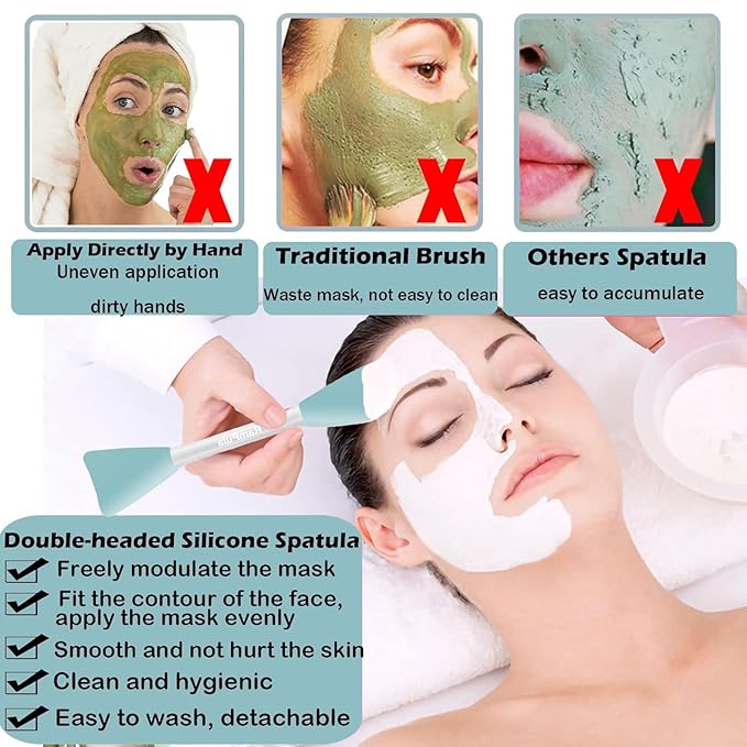 Mask Applicator Silicone Face Brush Face Mud Cream,Clay Mask,DIY,Modeling Mask Brushes DIY Mud Mixing Spatula Double-end Handheld Scoop Skin Care Make up Foundation Gel Cosmetic Tools