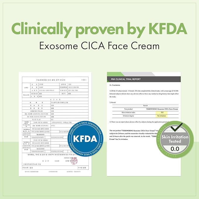 TOSOWOONG Exosome CICA Face Cream - Daily Soothing Moisturizer for Breakouts and Irritated Skin, Fast-Acting, Lightweight Korean Skincare for Redness and Blemish-Prone Skin, 50ml / 1.69 fl. oz.