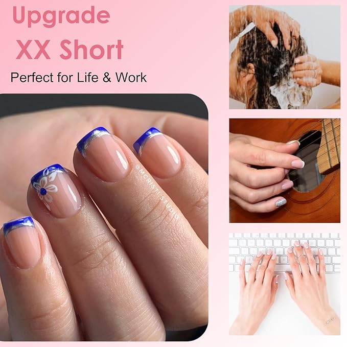 600 Pcs Extra Short XXS Square Nail Tips,SINOKAME Clear Press on Nails for Kids Women Small Short Petite Nail Beds, 12 Sizes DIY Salon Home Manicure Nail Extension