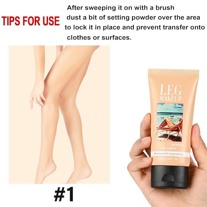 Legs Makeup Waterproof with Brush - No Transfer Body Concealer for Varicose Veins Appearance, Tattoo & Scar Cover Up for All Skin Tones, Waterproof (Fairest)