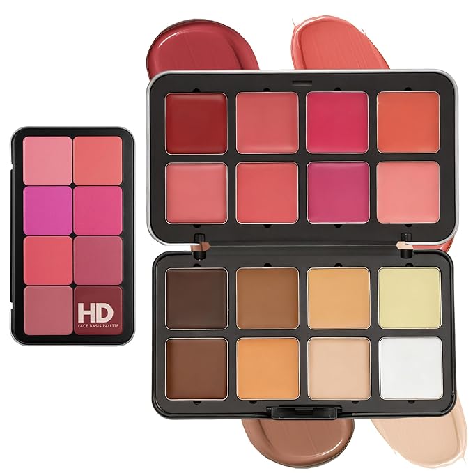 16 Color (Waterproof All-in-One Palette) Highlighter + Concealer + Eyeshadow + Blush, all in one makeup palette, Crease-Proof & Sweat-Resistant for Flawless Glow, Travel-Friendly Cosmetic Set