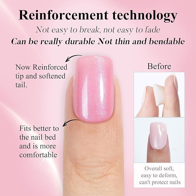 Jofay Fashion Press on Nails Short - 5 Styles Fake Nails with Pink & Blue & Purple Collection Mermaid Meal, Glossy Acrylic False Nails Reusable Full Cover Stick on Fake Nails, 16 Sizes