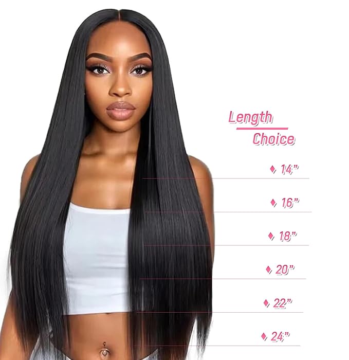 Essent Seamless Sleek Straight Clip in Hair Extensions Seamless Real Human Hair, 20 Inch 1Pack 130g 7Pcs Human Hair Extensions for Women Natural Black