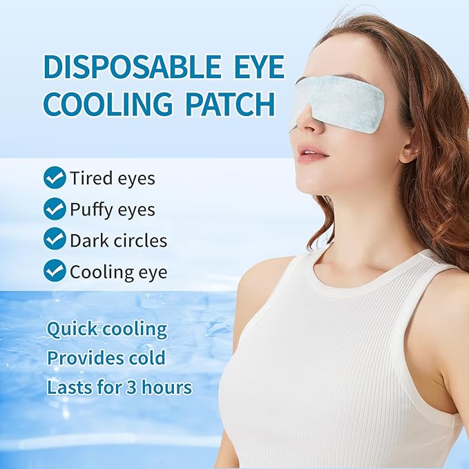 Disposable Instant Cooling Gel Eye Masks, Soothing Relief for Tired Eyes & Cooling Sensation, Eye Patches for Puffy Eyes,10 Packs