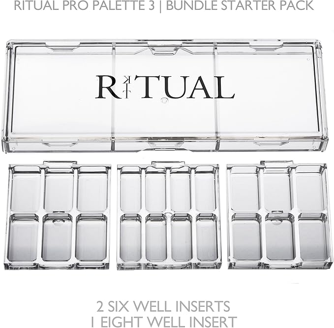 Empty Makeup Palette | 20 Wells | Modular Interchangeable Depotting System | Ritual Pro Palette 3 | Sample Bundle, Lipstick, Creams, Alcohol based makeup and paint, watercolor, Gouache, Acrylic paint