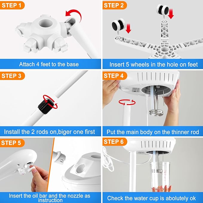 Professional Facial Steamer, Face Steamer on Wheels, SPA Ozone Steamer, Standing Face Steamer for Spa, Salon and at Home Use