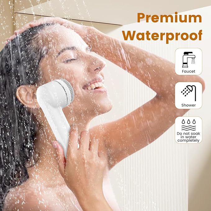 Rechargeable Face Scrubber, Electric Facial Cleansing Brush with Exfoliator and Sponge Brushheads, 3 Speeds Face Wash Brush, Gentle face exfoliator Brush for Men Women