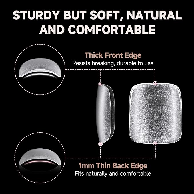 UNA GELLA Toe Nail Tips Full Cover, 216 Pcs Square Round Toe Nail Press Ons Clear Pre-shape Gel Toe Nail Tips Double Matte Acrylic Fake Toenails Extensions DIY Home Nail Salon for Women, 15 Sizes