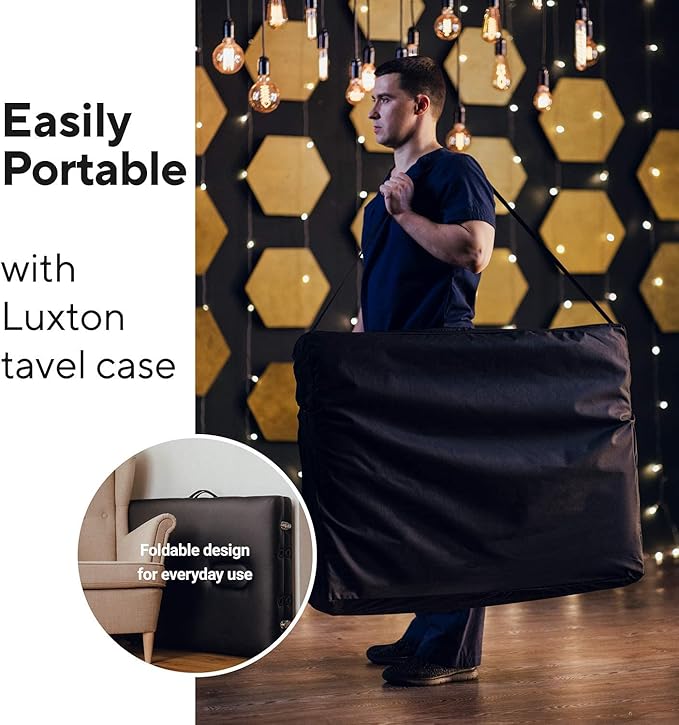 Luxton Home Premium Foam Massage Table Portable Foldable Massage Bed Height Adjustable, 72 Inches Long 27 Inches Wide Home Salon Spa Bed Tattoo Table with Accessories & Carrying Case, Easy Set Up