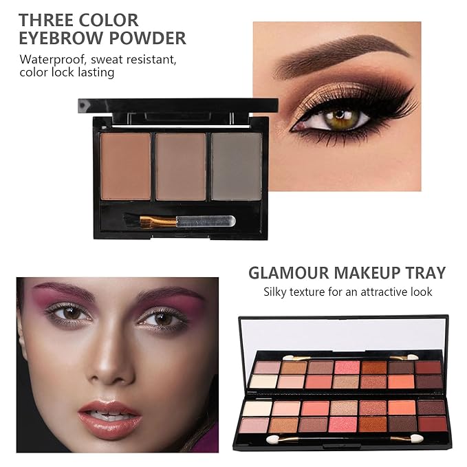 makeup sets for women,Professional Makeup Kit with Eyeshadow Palette,Brushes Set, Foundation, Lip Gloss, Travel Bag, Complete Beauty Set (Colorful bag)