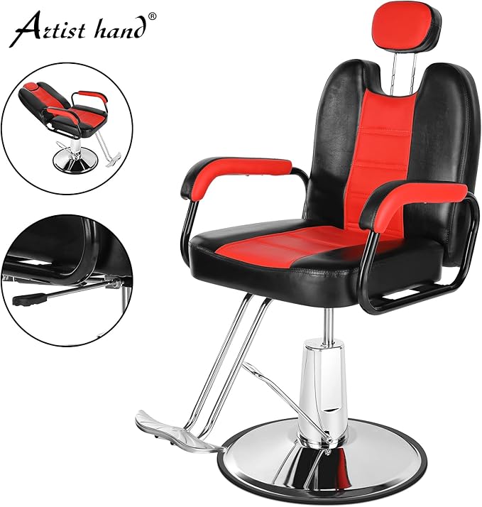 Artist hand Salon Chair for Hair Stylist Reclining Barber Chair Heavy Duty Hydraulic Hairdresser Chair Spa Furniture Shampoo Extra Wider Seat Beauty Hair Salon Equipment
