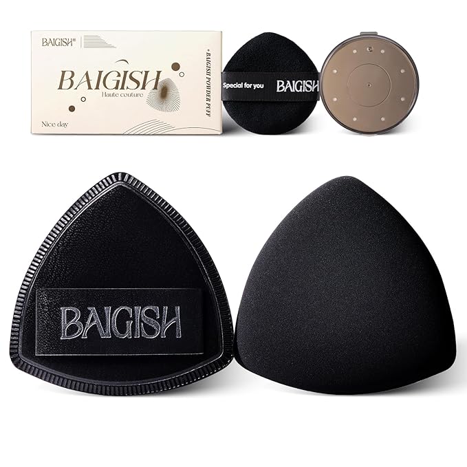 Makeup Sponge Set For Foundation Concealer, Triangle Powder Puff Soft Sponges Blender, Latex Free Blender Sponge For Liquid, Cream, and Powder Seamless & Flawless Makeup (Black)