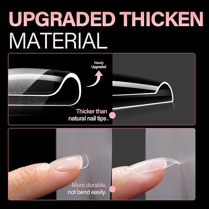 AILLSA Short Square Nail Tips, Fake Thickened Half Matte Nails Tips, Pre-shaped Press on False Nail Tip for Nail Salon 256PCS with Storage Box