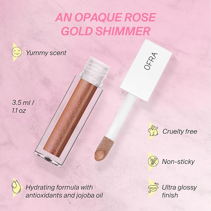 Ofra Lip Gloss - Blissful | Non Sticky, Ultra-Glossy Lip Gloss | Long Lasting Formula for a Smooth, Hydrated Finish | 3.5ml/1.1oz