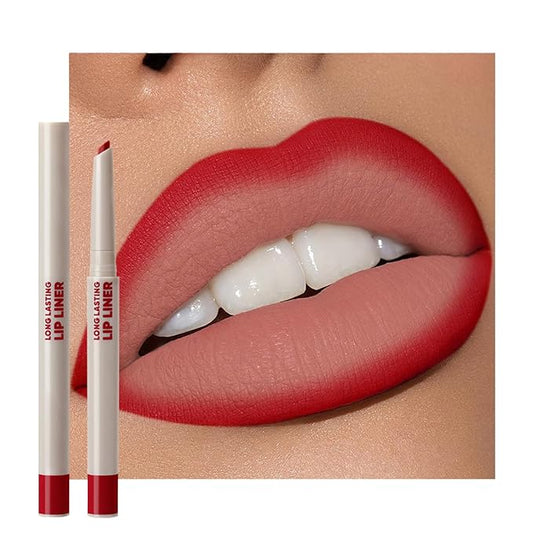 Erinde Long-Lasting Lip Liner Pencil, 2-in-1 Matte Lipliner Pencil for Sculpting & Filling, Rich Color Creamy Waterproof Lip Liner Crayon, Lip Contour Tint Makeup, Vegan & Cruelty-Free, 03 Vibrant Red