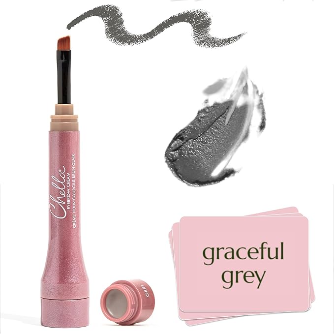 Chella Eyebrow Cream, Graceful Grey - Vegan, Cruelty Free, Paraben Free, Gluten Free Eyebrow Pomade Makeup - Long Wearing, Velvet Consistency, Water Proof