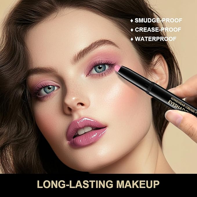 Eyeshadow Stick, Shimmer and Matte Cream Eye Shadow Brightener Sticks Eyeliner Pencil Crayon, Waterproof Long Lasting Eye Highlighter Stick Makeup,0.056 Oz(Matte)