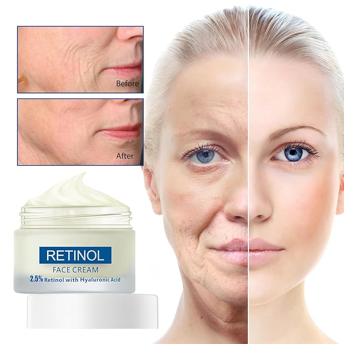 Moisturing Face Cream Skincare for Women,Day Night Retinol Hyaluronic Acid Facial Cream for Face,Hydration Face Cream for All Skin Types (1.7 Oz)