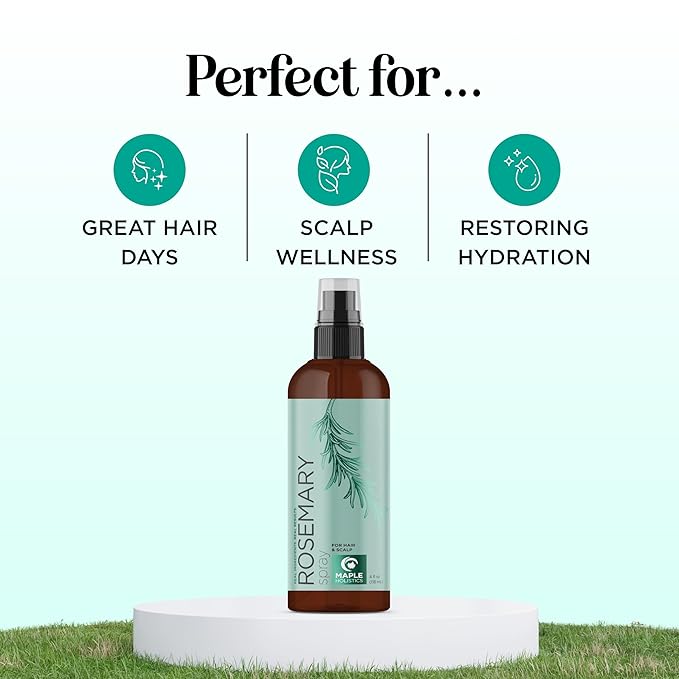 Rosemary Water Spray for Hair & Scalp - Biotin Rosemary Rice Water Spray with Nourishing B Vitamins Ginseng Extract and Peppermint Oil - Dry Hair & Scalp Treatment - Vegan & Cruelty-Free (4 Fl Oz)