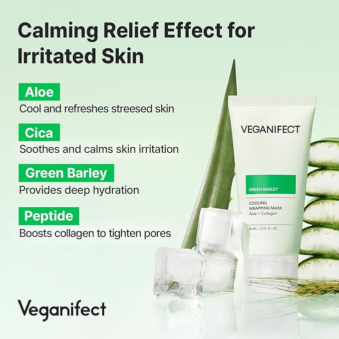 Aloe Cica Wrapping Peel Off Facial Mask with Jelly Brush, For Skin Refreshing, Instant Cooling, Soothing, Pore Tightening, Korean Skincare, 2.73 Fl Oz