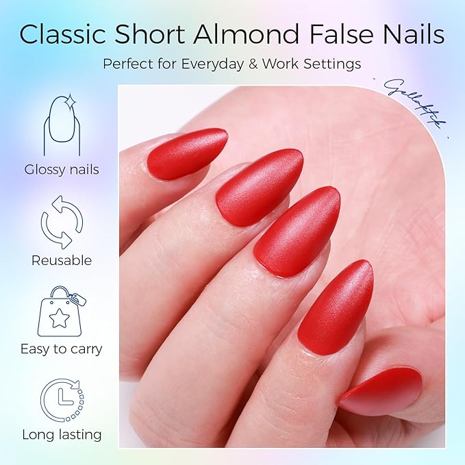 Press on Nails, 24 Colors 720PCS Short Almond False Nails with 15 Sizes, Full Cover Press on Nails for Women, Lightweight Matte Natural Fake Nails for Nail Art Design