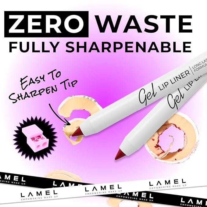 Lamel Matte Gel Lip Pencil – Waterproof, Long Lasting, High Pigment & Sharpenable – Creamy Texture for Smooth Finish – Dark Red, Vegan - Vegan, Ruby red - N.411
