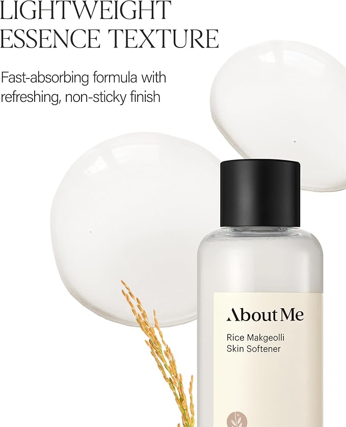 ABOUT ME Rice Makgeolli Skin Softener – Korean Traditional Fermentation Toner for All Skin Types – Daily Barrier Repair with 5 Ceramides & Rice Bran – Korean Skin Care – 5.74oz, 170ml
