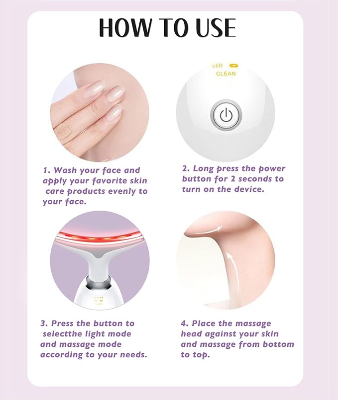 Fastaid Red-Light-Therapy-for-Face and Neck, Red Light Therapy Wand, 7 Color Led Face Neck Massager for Skin Care, White