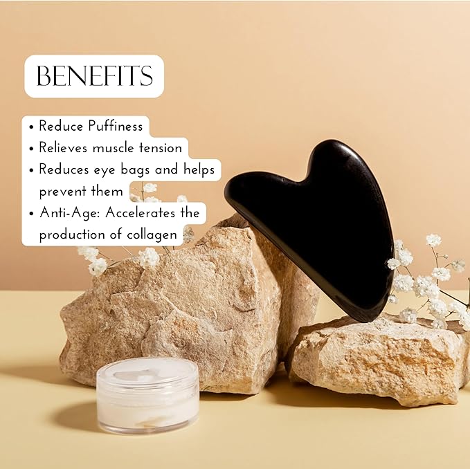 Padime Massage Set, Scalp Comb + Black Obsidian Gua Sha, Jade Comb for Multi-Functional Handheld Head Massage, Relaxation, Stress Relax, Jade Scalp + Gua Sha for Whole Body, Beautiful Packaging